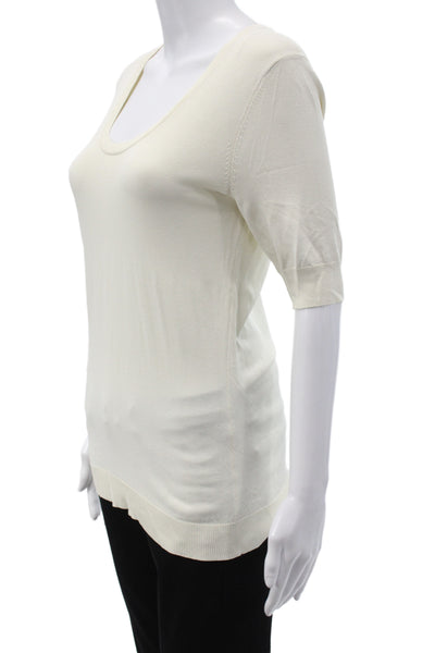 Badgley Mischka Womens Pullover Scoop Neck Short Sleeve Ivory Size 4