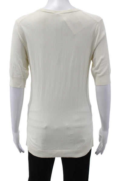 Badgley Mischka Womens Pullover Scoop Neck Short Sleeve Ivory Size 4