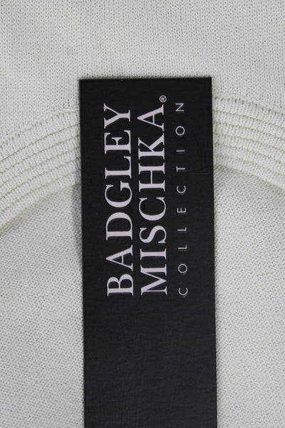Badgley Mischka Womens Pullover Scoop Neck Short Sleeve Ivory Size 4