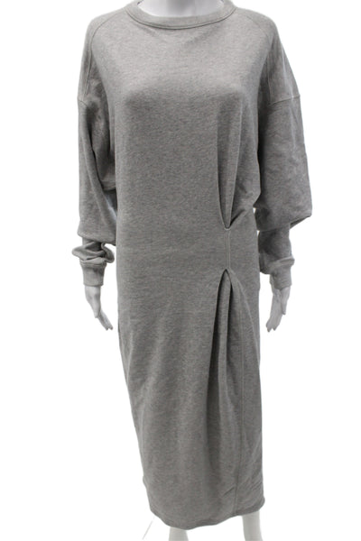 Isabel Marant Etoile Women Sweater Dress Gray Cotton Long Sleeve Crew Size 38