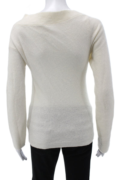 Helmut Lang Women Pullover Ivory V-Neck Long Sleeve Wool Size S
