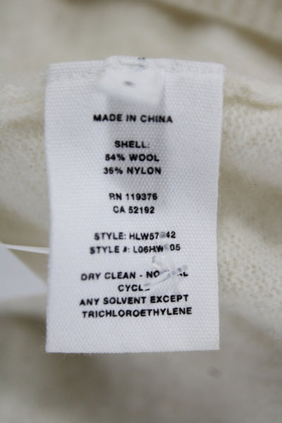 Helmut Lang Women Pullover Ivory V-Neck Long Sleeve Wool Size S