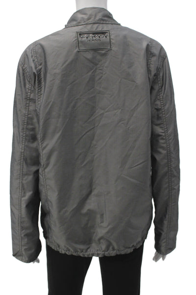 Fendi Women Windbreaker Gray Zip Long Sleeve Size S