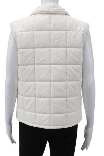 Chanel Womens Quilted White Vest Zip 60% Polyurethane Sleeveless Size 40
