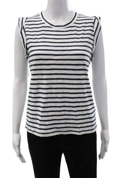 Veronica Beard Women Black Striped Pima Cotton Crew Neck Sleeveless Tee Size XS