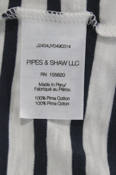 Veronica Beard Women Black Striped Pima Cotton Crew Neck Sleeveless Tee Size XS