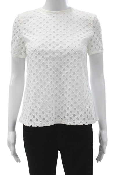 Tory Burch Womens Basic Geometric Crew Neck Cotton Short Sleeve T-Shirt Size 2