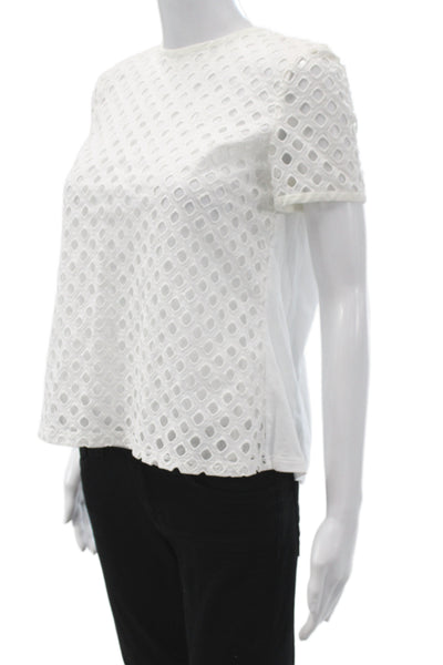 Tory Burch Womens Basic Geometric Crew Neck Cotton Short Sleeve T-Shirt Size 2