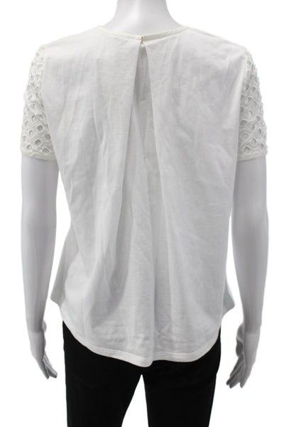 Tory Burch Womens Basic Geometric Crew Neck Cotton Short Sleeve T-Shirt Size 2
