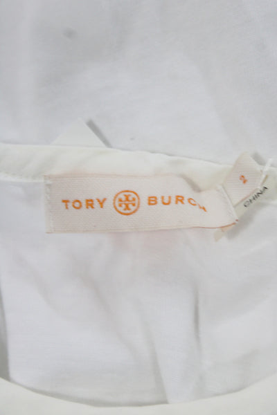 Tory Burch Womens Basic Geometric Crew Neck Cotton Short Sleeve T-Shirt Size 2