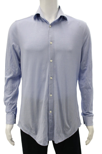 Michael Kors Mens Collar Slim Fit Long Sleeve Button Down Shirt Blue Size S