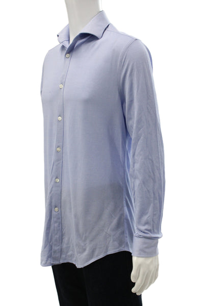 Michael Kors Mens Collar Slim Fit Long Sleeve Button Down Shirt Blue Size S