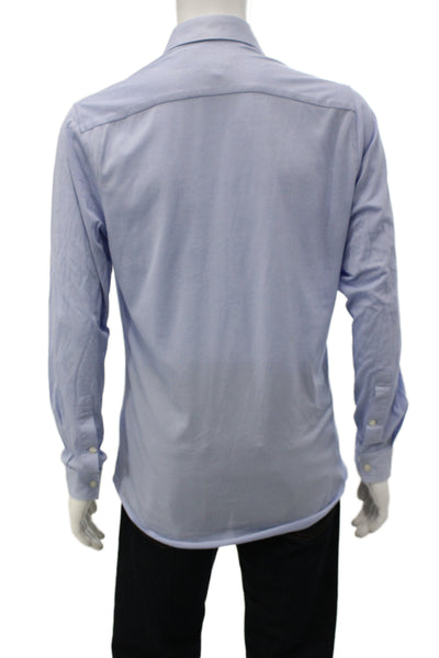 Michael Kors Mens Collar Slim Fit Long Sleeve Button Down Shirt Blue Size S