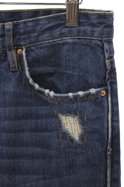 Isabel Marant Etoile Women Straight Jeans Distressed High Rise Blue Size 36