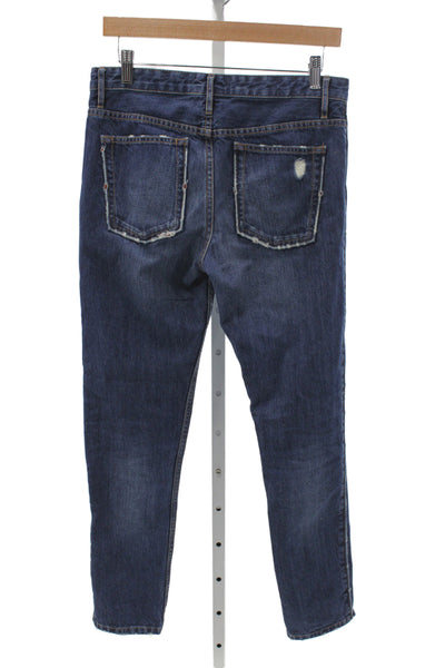 Isabel Marant Etoile Women Straight Jeans Distressed High Rise Blue Size 36