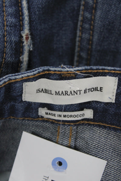 Isabel Marant Etoile Women Straight Jeans Distressed High Rise Blue Size 36
