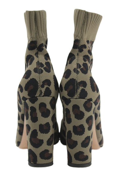 Gianvito Rossi Womens Leopard Print Block Heels Ankle Boots Shoes Brown Size 8