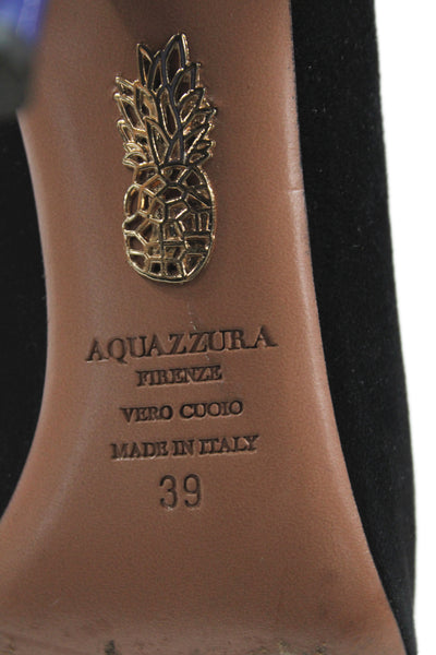 Aquazzura Womens Suede Pointed Toe High Heels Folded Ankle Boots Black Sz 9