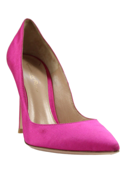 Gianvito Rossi Womens Pointed Toe High Heels Pumps Shoes Hot Pink Size 8