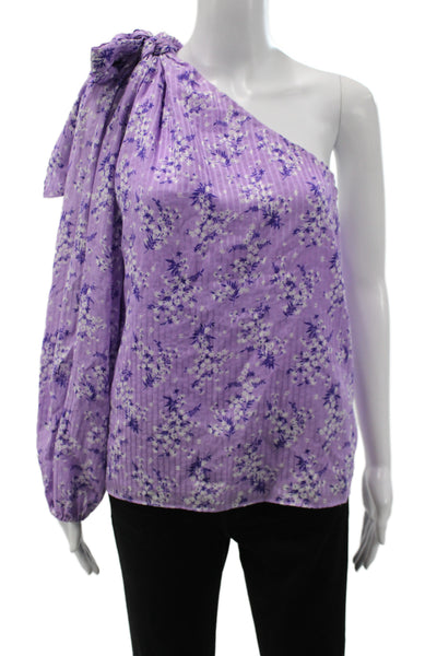 Ulla Johnson Women Tunic Blouse Purple One Shoulder Long Sleeve Cotton Size 6