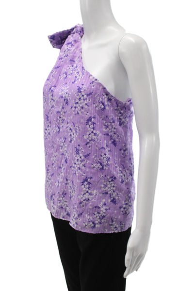 Ulla Johnson Women Tunic Blouse Purple One Shoulder Long Sleeve Cotton Size 6