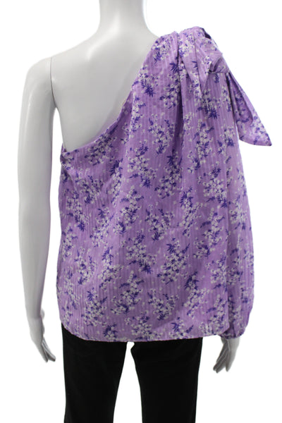 Ulla Johnson Women Tunic Blouse Purple One Shoulder Long Sleeve Cotton Size 6