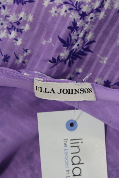 Ulla Johnson Women Tunic Blouse Purple One Shoulder Long Sleeve Cotton Size 6