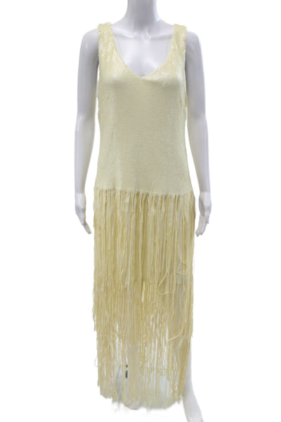 Jewel Badgley Mischka Women Ivory Sleeveless Scoop Neck Shift Dress Zip Size 10