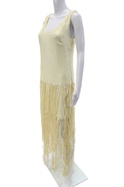 Jewel Badgley Mischka Women Ivory V-Neck Sleeveless Shift Dress Size 6