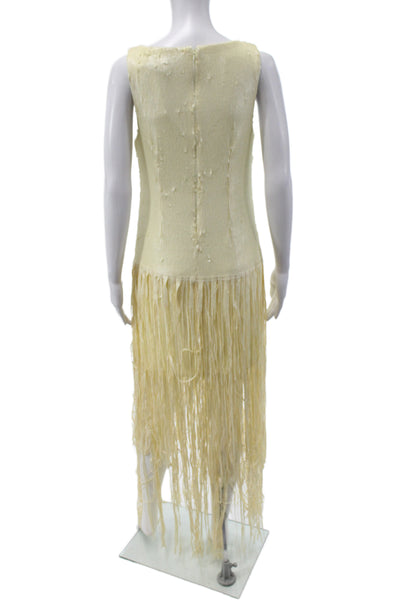 Jewel Badgley Mischka Women Ivory V-Neck Sleeveless Shift Dress Size 6