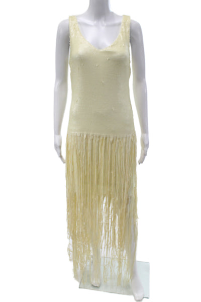 Jewel Badgley Mischka Women Sheath Dress Ivory V-Neck Long Zip Size 2