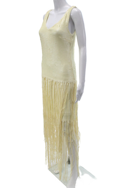 Jewel Badgley Mischka Women Sheath Dress Ivory V-Neck Long Zip Size 2