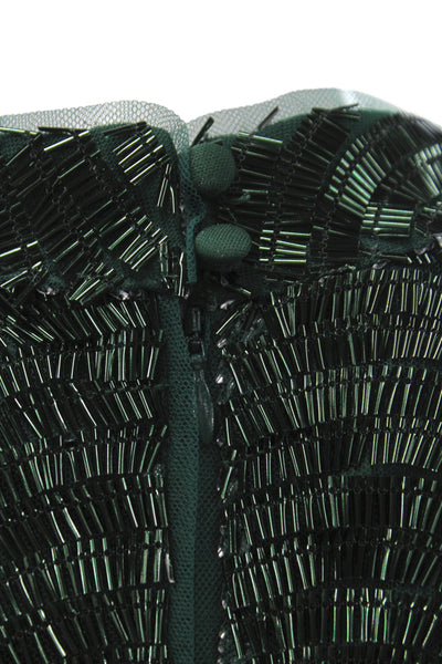 Jewel Badgley Mischka Women Green Shift Dress High Neck Sleeveless Size 10