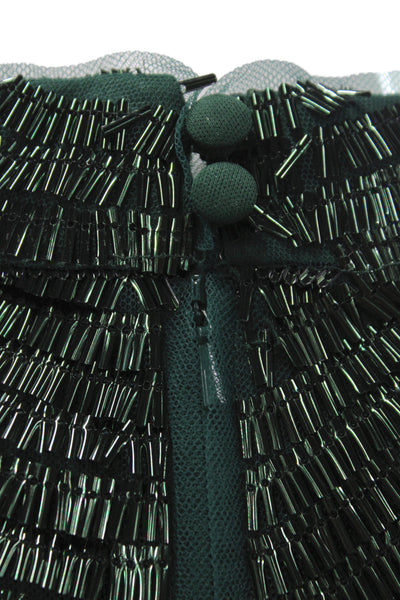 Jewel Badgley Mischka Womens Shift Dress Green High Neck Cocktail Size 8