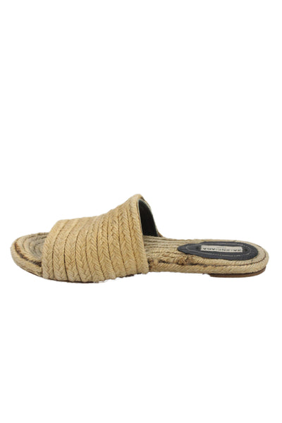 Balenciaga Woman's Open Toe Roped Sole Rafia Slide Sandals Size 6
