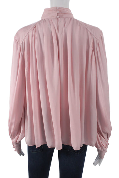 Alice + Olivia Women Tunic Blouse High Neck Long Sleeve Pink Viscose Size S