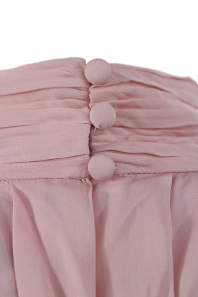 Alice + Olivia Women Tunic Blouse High Neck Long Sleeve Pink Viscose Size S