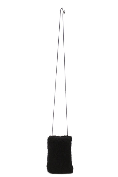 Natures Collection Womens One Strap Open Top Shearling Crossbody Handbag Black