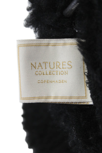 Natures Collection Womens One Strap Open Top Shearling Crossbody Handbag Black