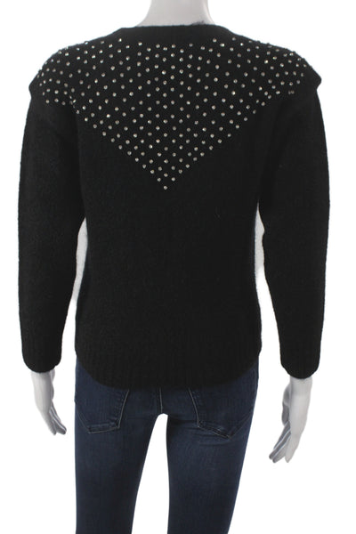 Retrofete Womens Studded Black Mohair Pullover Crewneck Long Sleeve Size S
