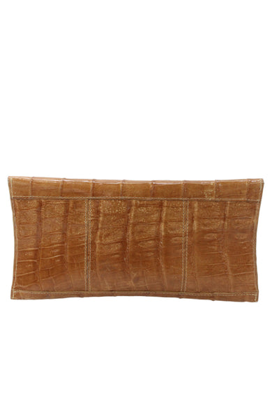 John Cole Womens Crocodile Skin Envelope Clutch Handabg Brown