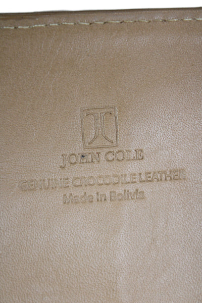 John Cole Womens Crocodile Skin Envelope Clutch Handabg Brown