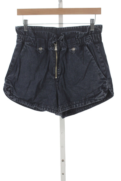 Sea New York Women Paperbag Black Cotton Shorts Zip Closure Size 2