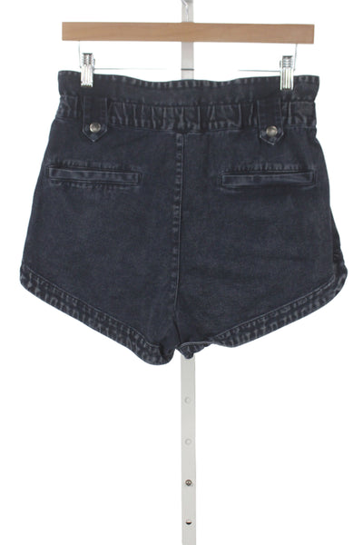 Sea New York Women Paperbag Black Cotton Shorts Zip Closure Size 2
