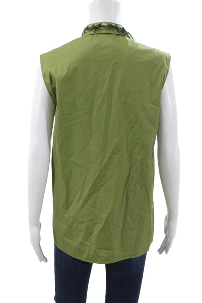 3.1 Phillip Lim Womens Green Cotton Sleeveless Tunic Button-Up Boho Size S