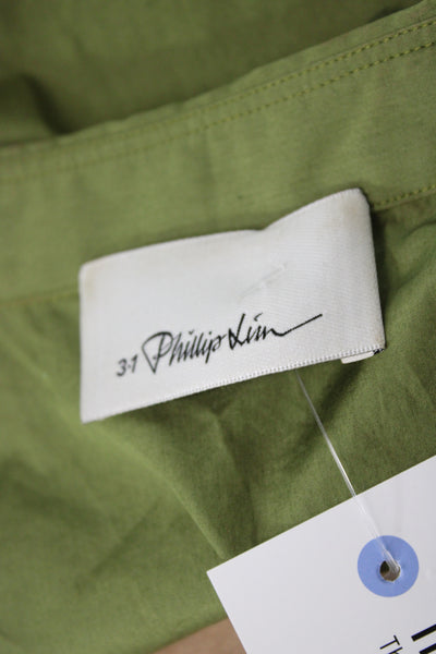 3.1 Phillip Lim Womens Green Cotton Sleeveless Tunic Button-Up Boho Size S