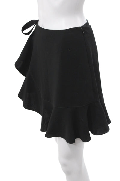 Cinq à Sept Women Black Mini Skirt Zip 69% Triacetate Size 4