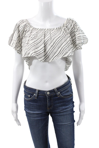 Reformation Women Off Shoulder Cropped Blouse Black Sleeveless Boho Size S