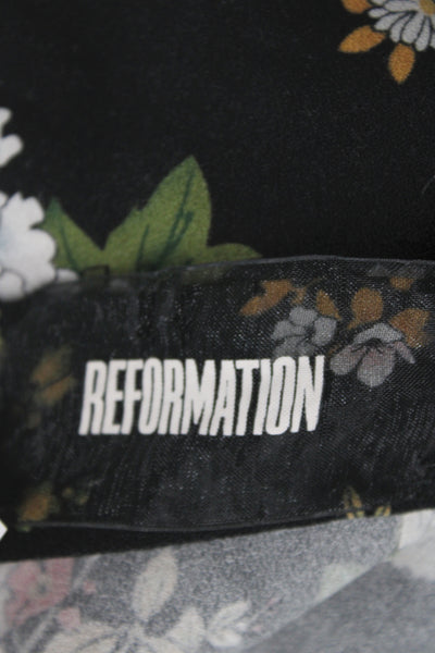 Reformation Womens Cropped Floral Rayon Blend Zip Pants Black Size 2