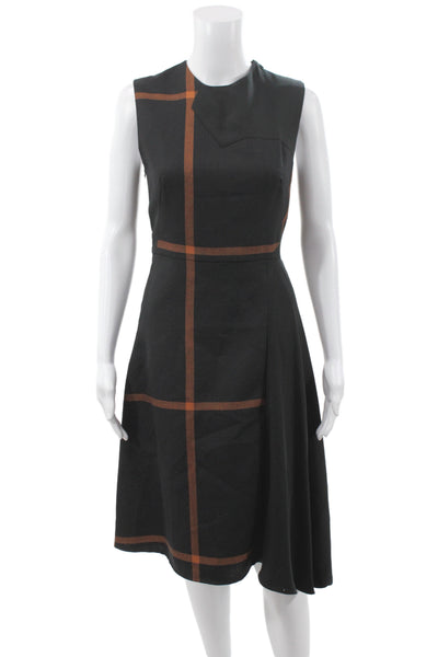 3.1 Phillip Lim Womens A-Line Black Plaid Wool Dress Sleeveless Zip Size 0